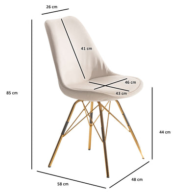 Sæt med 2 fløjlsbeige stole i skandinavisk stil