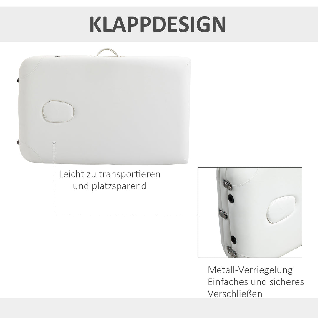 Massageborde foldbare kosmetikborde højdejusterbar massagebord massageseng aluminium skumplast hvid 215 x 81 x 61-84 cm