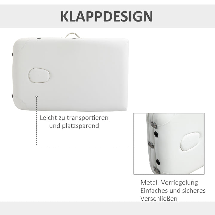 Massageborde foldbare kosmetikborde højdejusterbar massagebord massageseng aluminium skumplast hvid 215 x 81 x 61-84 cm