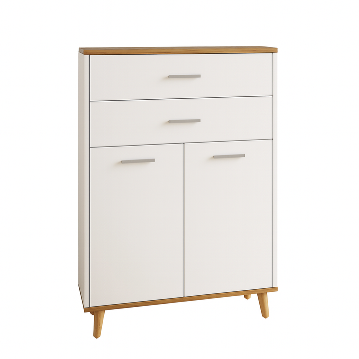 Stilfuld kommode, 97 x 60 x 28 cm, hvid