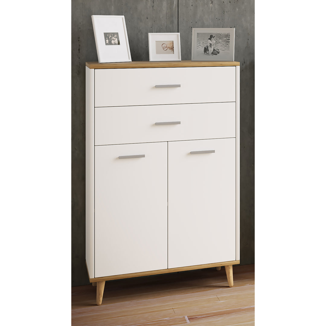 Stilfuld kommode, 97 x 60 x 28 cm, hvid