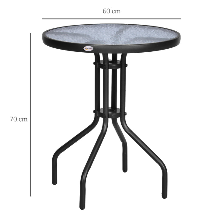 Havebord, balkonbord, bistrobord, glasbord, sidebord, metal + sikkerhedsglas × 60xh70cm
