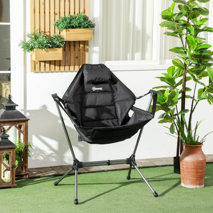 Foldbar campinggyngestol med justerbar ryglæn, aluminiumsramme, 54 x 100 x 101 cm, sort