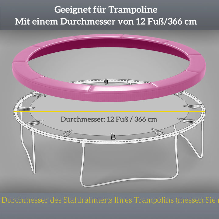 Reservekantbetræk til trampoliner, vandtæt, rivefast, Ø366 cm, pink