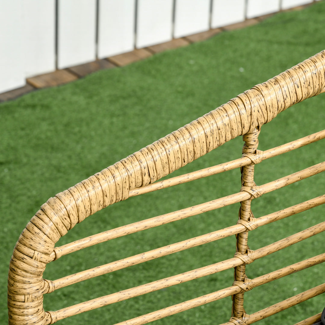 Havemøbelsæt til 4 personer, rattan siddesæt med hynder, boho-stil balkonmøbler, sand + mørkegrå