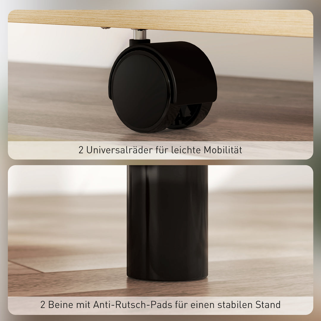 Rullende podiumstativ, talerpult med foldbare sidevinger, laptopbord med skuffe og hylder, egetræslook