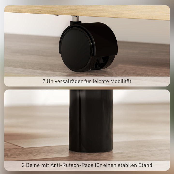 Rullende podiumstativ, talerpult med foldbare sidevinger, laptopbord med skuffe og hylder, egetræslook