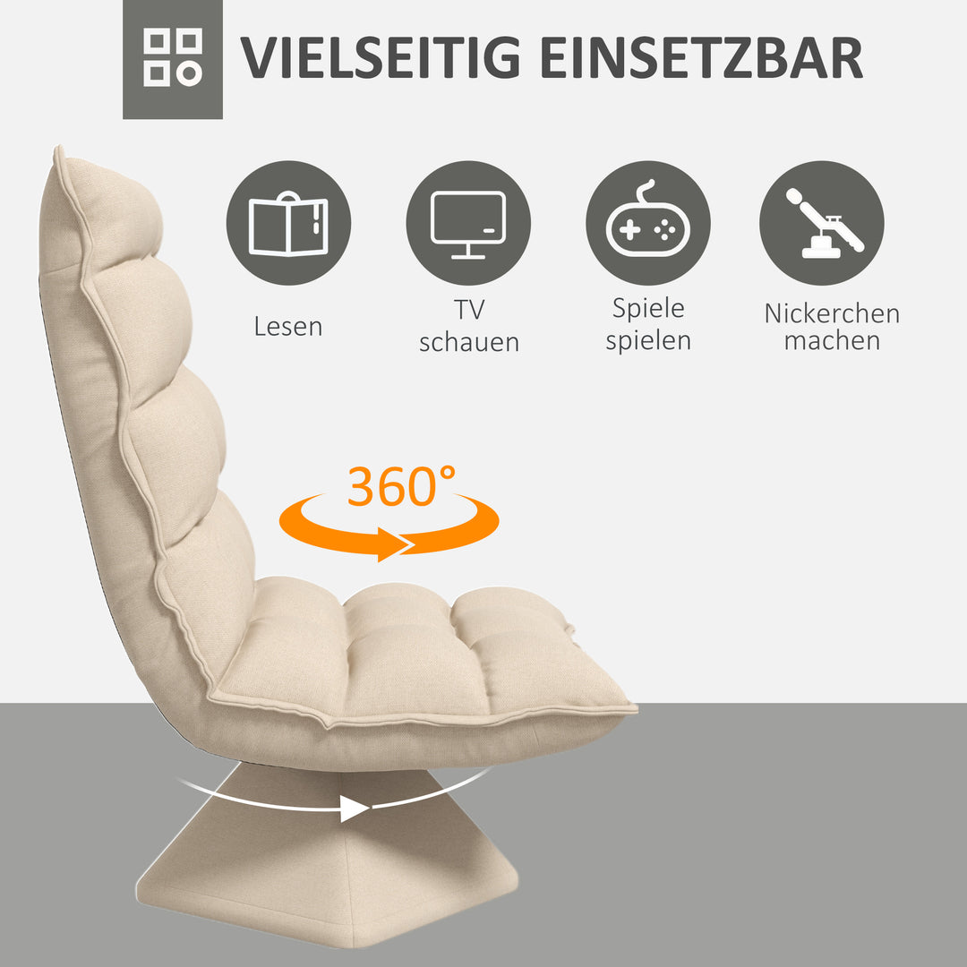 Hvilestol med drejefunktion, linnedlook, 62 cm x 70 cm x 95 cm, beige