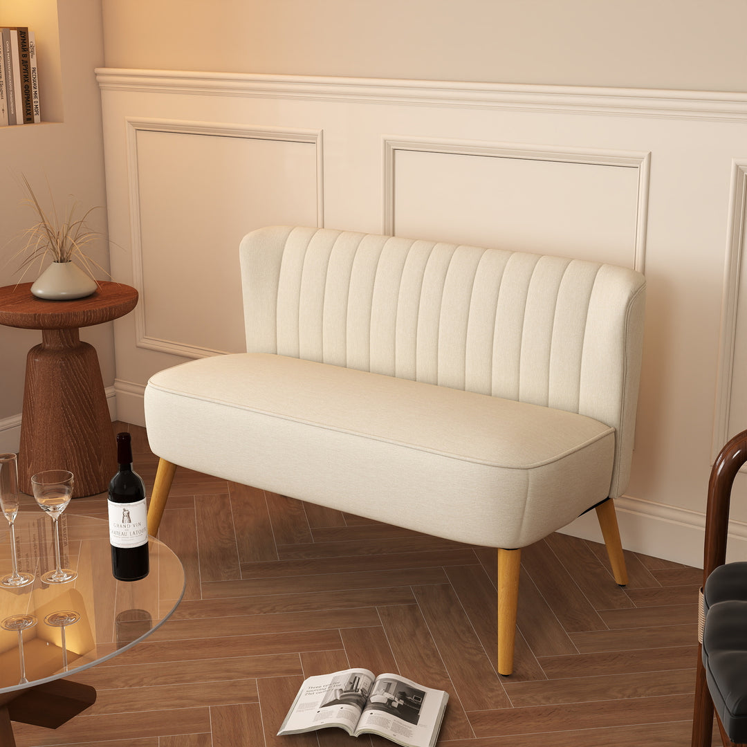 2-Personers sofa, blød polstring, letplejeligt betræk, op til 150 kg, 117 x 56,5 x 77 cm, cremehvid
