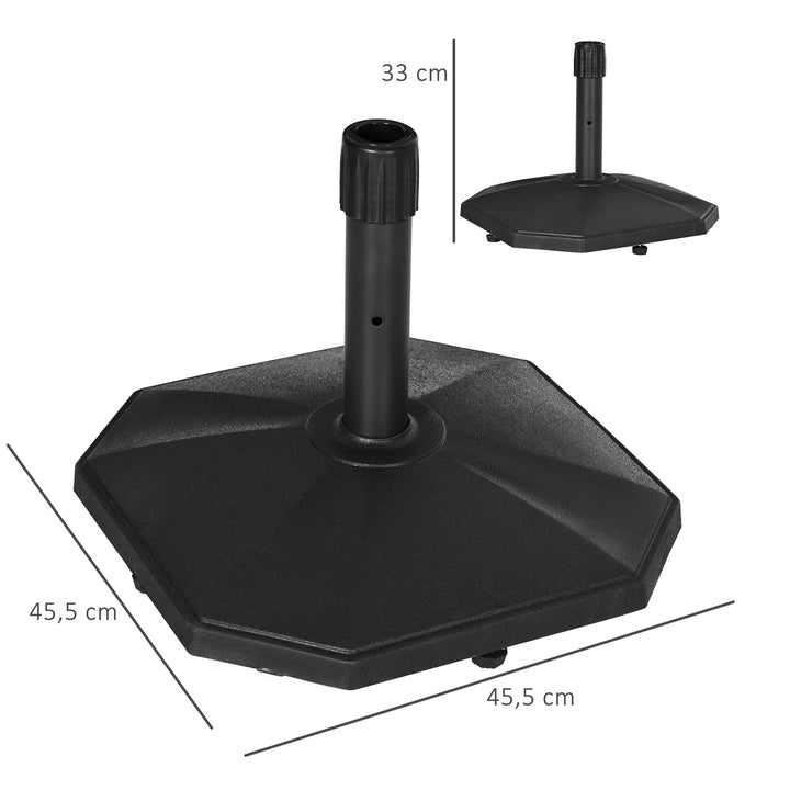 Paraplystativ, 18 kg, cementfyldning, kompakt design, plastikhus, sort, 45,5 x 45,5 x 33 cm