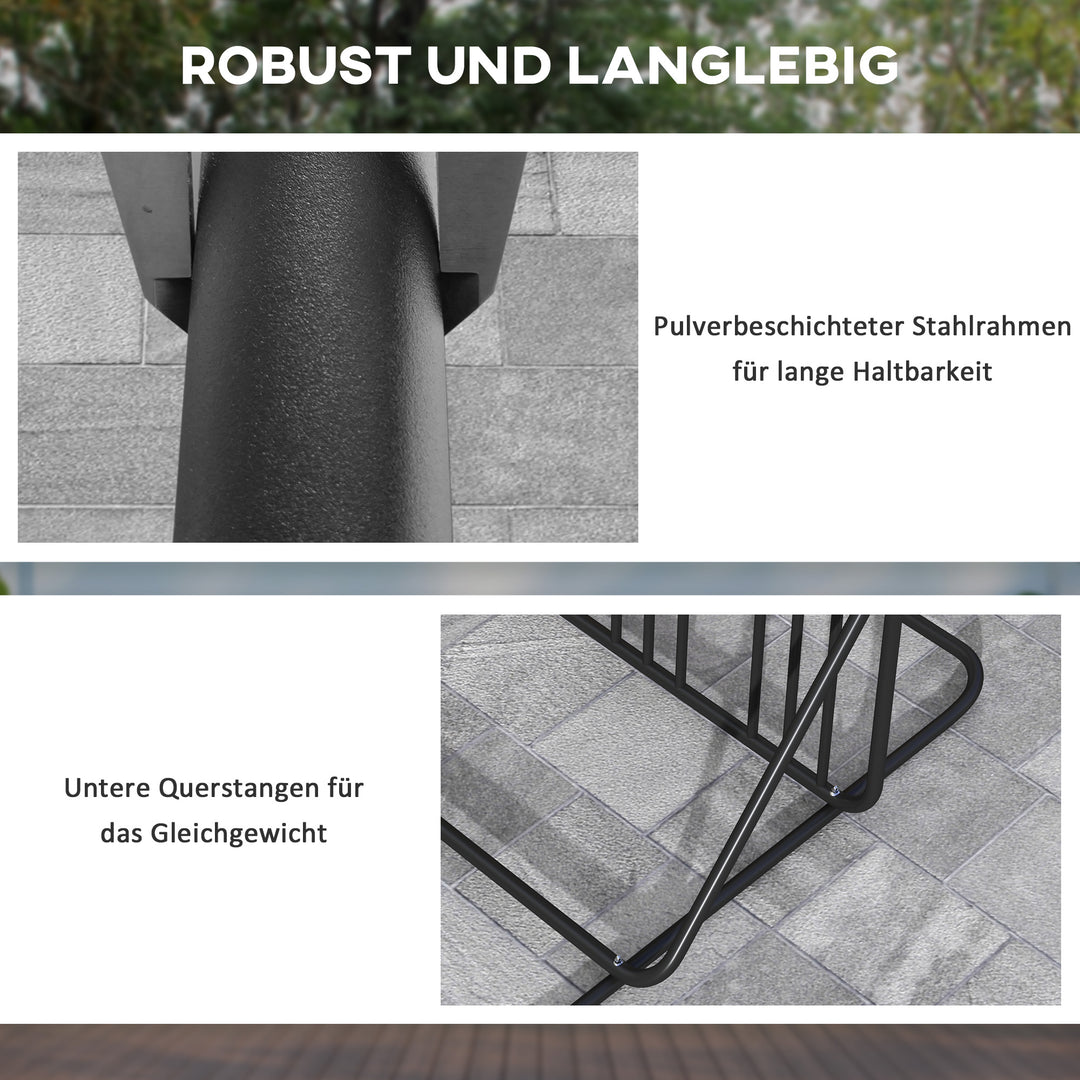 Cykelstativ til 4 cykler, vejrbestandig, ekstra beslag, 102 x 92 x 130 cm, sort