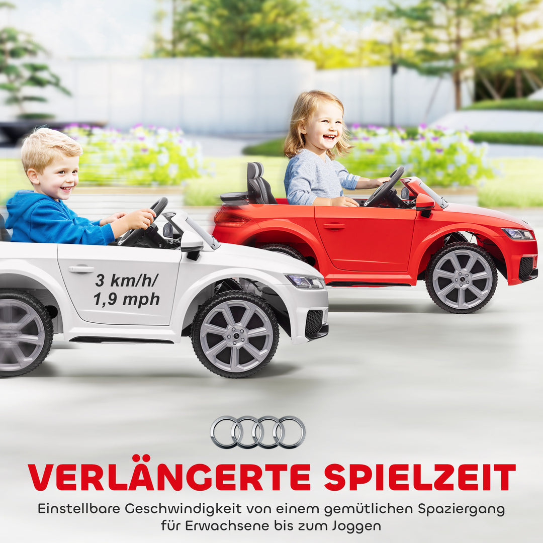 Elbil til børn, audi tt rs roadster, 3 km/t, fjernbetjening, led, usb, hvid