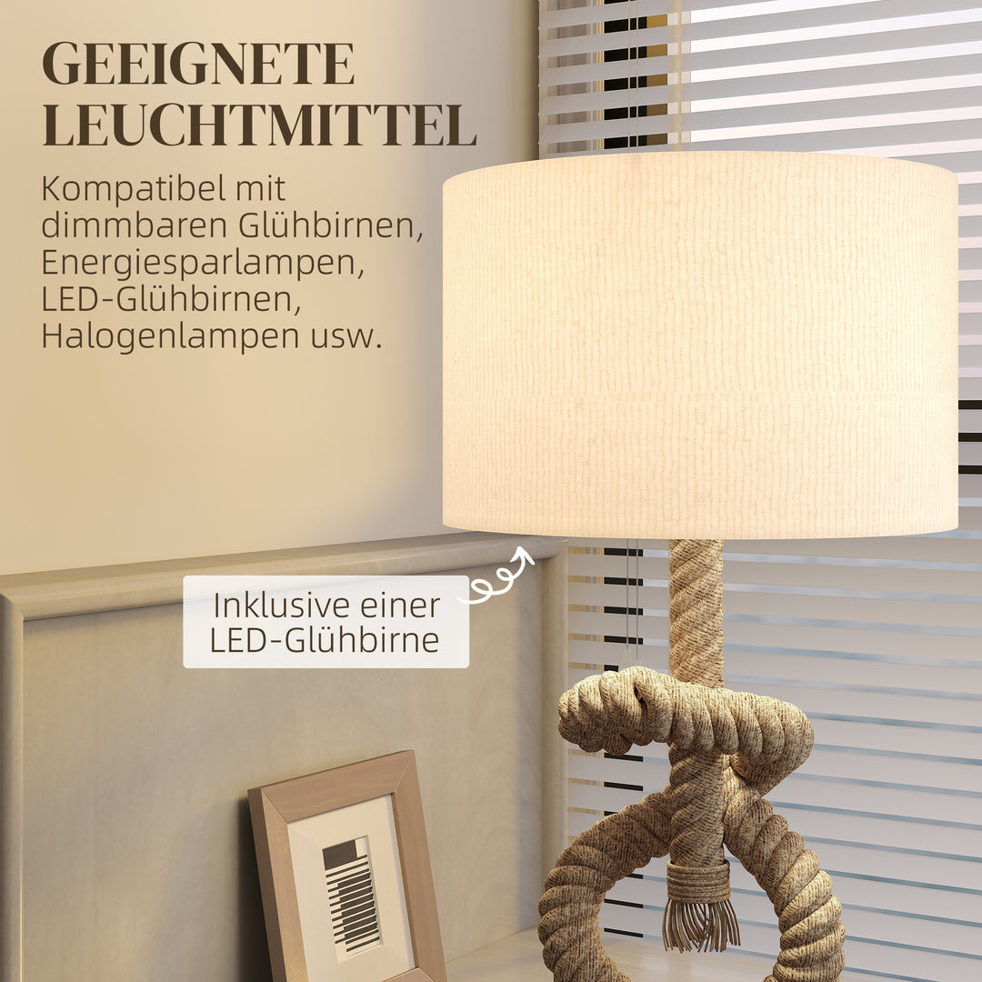 Nautisk bordlampe med usb-opladeport, varm, rebdekoration, 30x30x55 cm