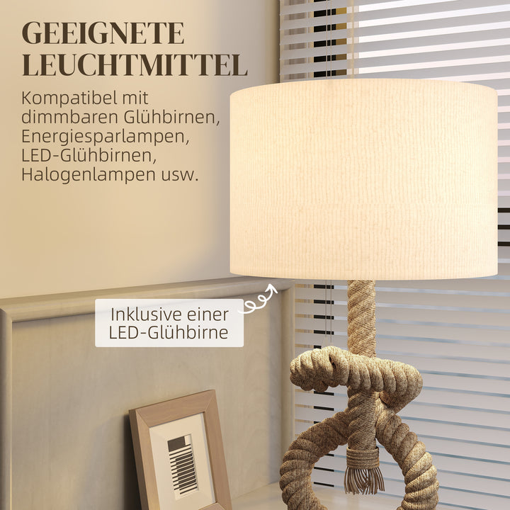 Nautisk bordlampe med usb-opladeport, varm, rebdekoration, 30x30x55 cm