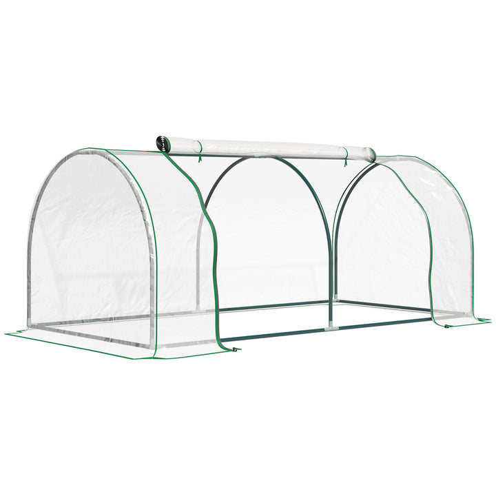 Drivhus, væksthus med dør, kold ramme, plantehus, plantedyrkning, stål, plast, 200 x 100 x 80 cm, grøn
