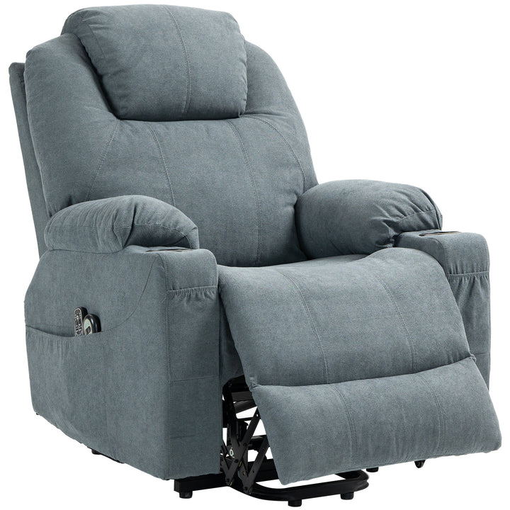 Massagestol, ståstol til seniorer, 8 massagepunkter, sidelommer, fjernbetjening, 90l x 101b x 107 cm, grå