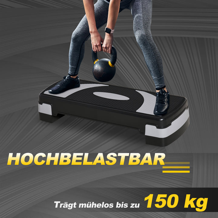 Aerobic stepper 3-trins højdejusterbar 80 x 31 x 20 cm sort+grå