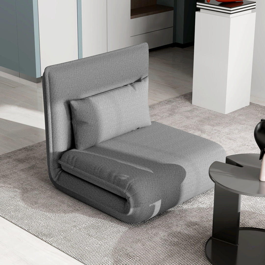 Gulvstol, 3-i-1 design, justerbar gulvstol, chaiselong til stue, soveværelse, gæsteværelse, kontor, grå