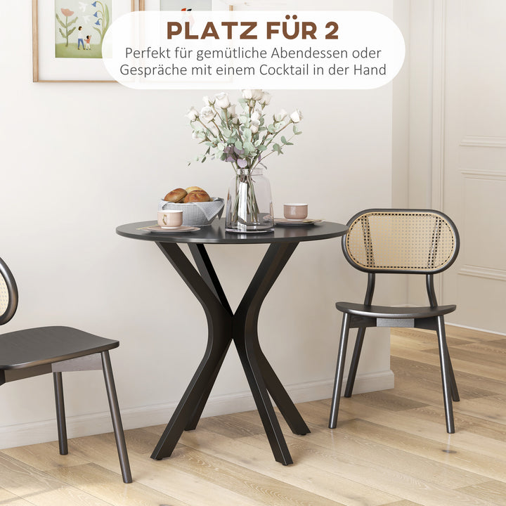Spisebord køkkenbord rundbord, moderne design, 78 cm x 78 cm x 75 cm, sort