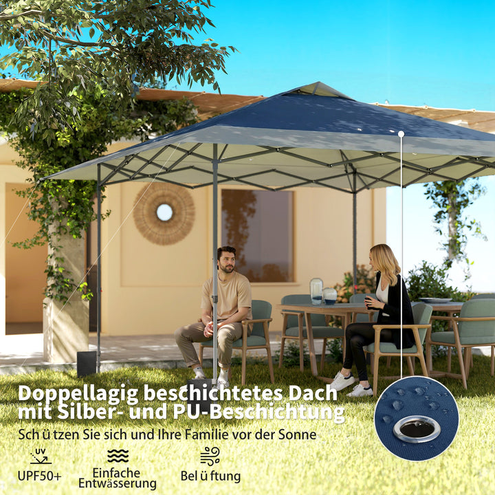Pavillon ca. 4x4m Vandtæt, stabil, vintersikker, pop-up-foldepavillon med lukkefunktion i ét trin UV 50+