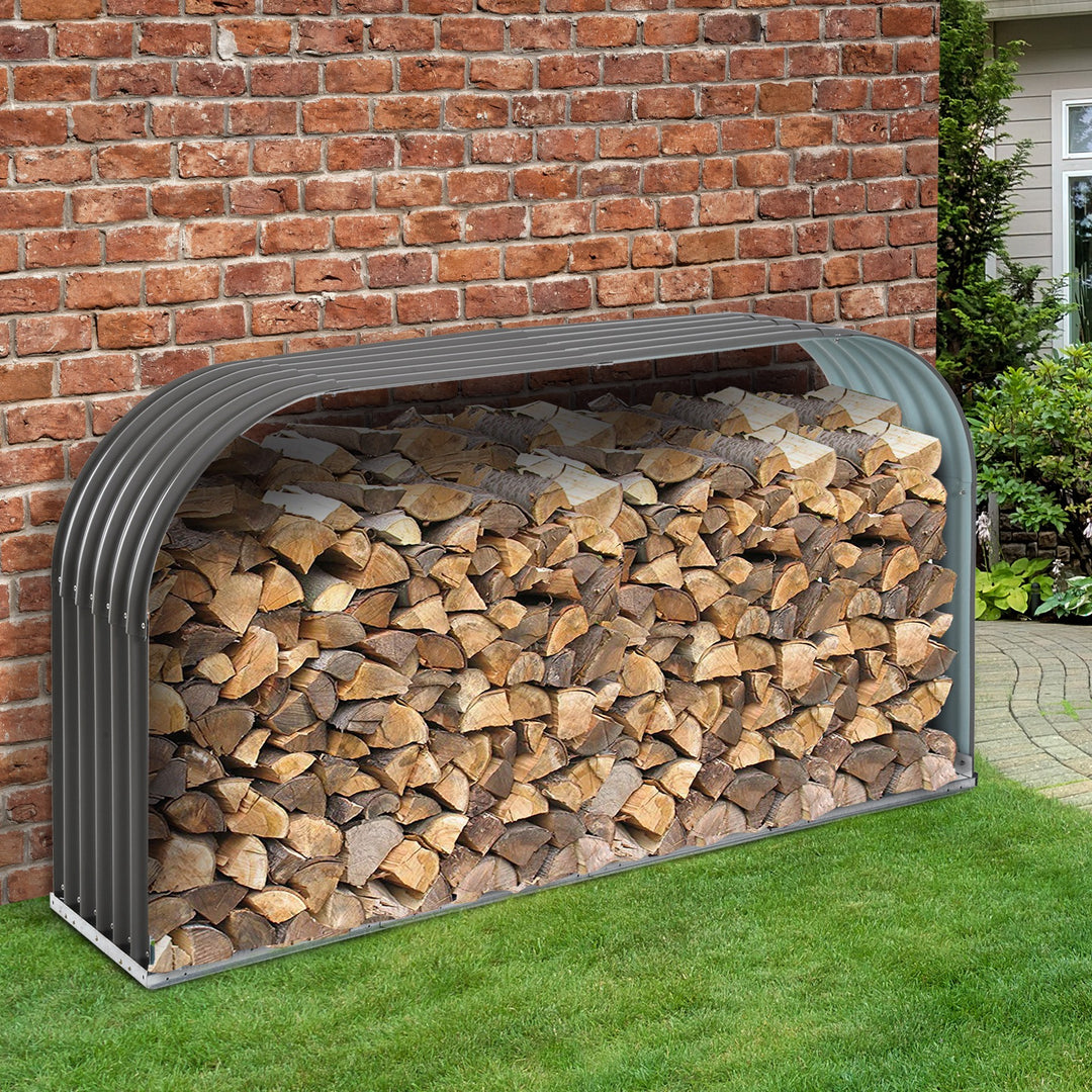 Brændereol i træ, vejrbestandigt stål, 212 cm x 46 cm x 112 cm, grå