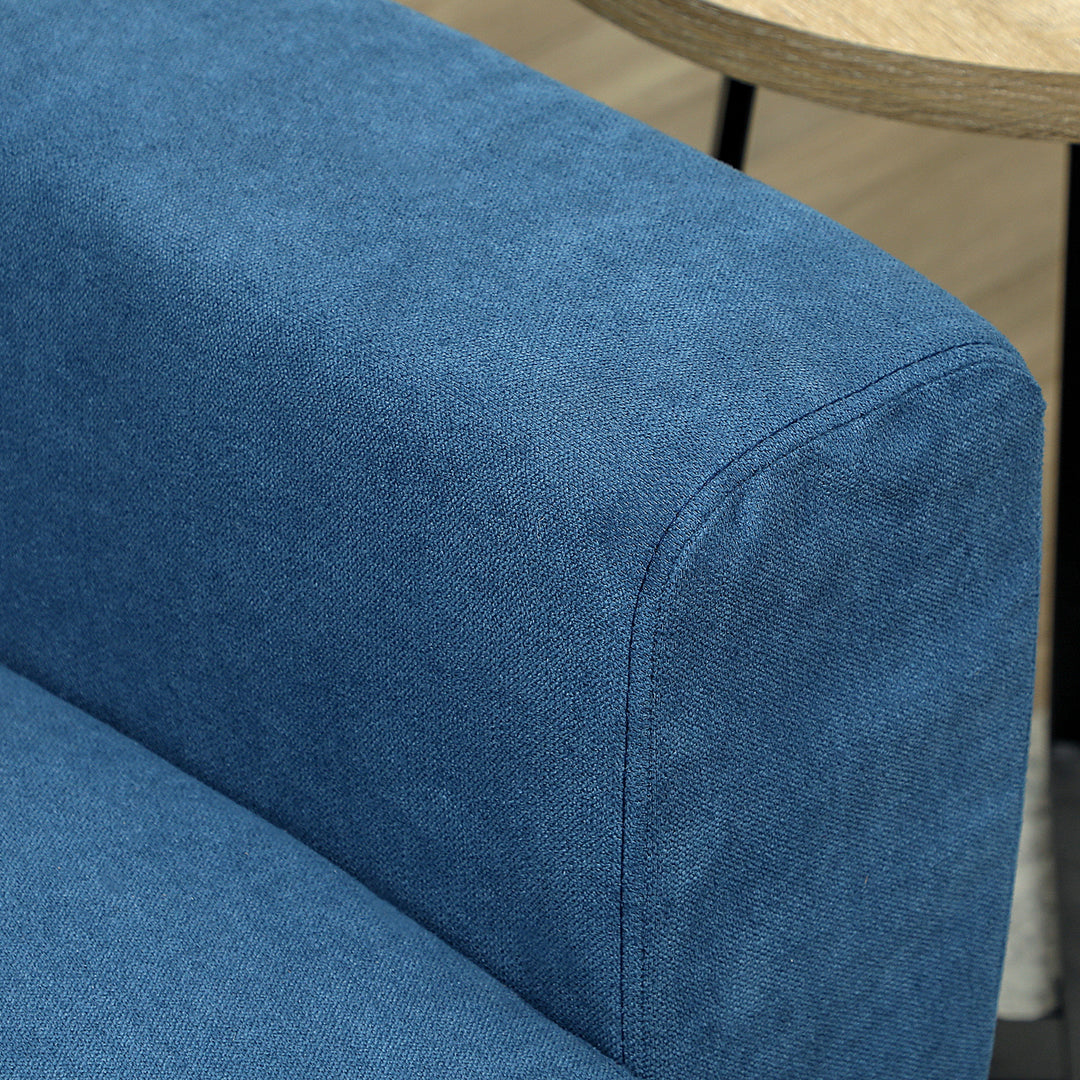 To-personers sofa, moderne stofsofa, 2 ryghynder, eukalyptustræstel, 133 x 73 x 81 cm, blå