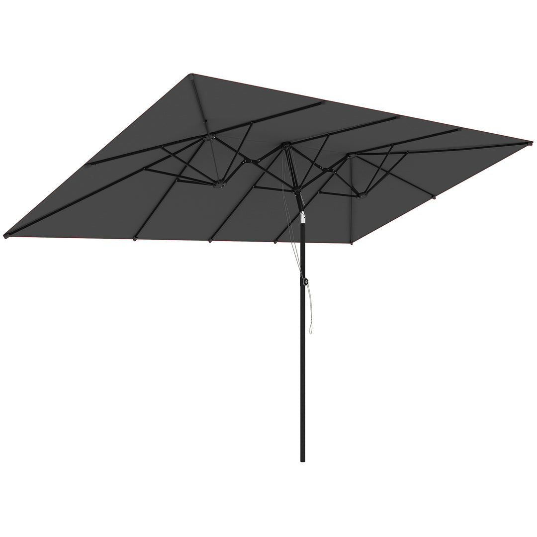 Stor parasol, højdejusterbar, vipbar, 150x295x170-214 cm, grå