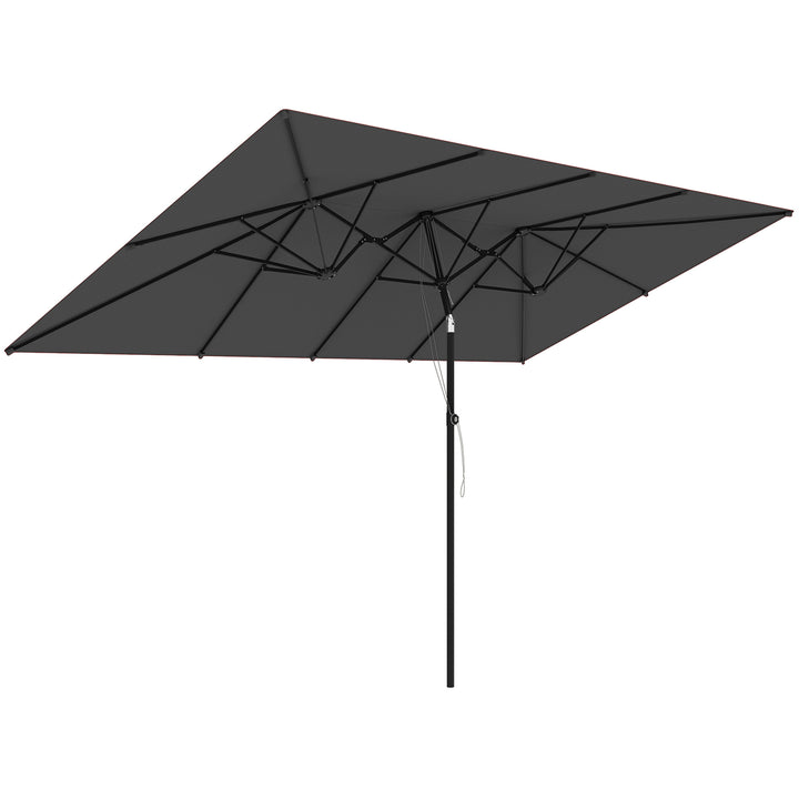 Stor parasol, højdejusterbar, vipbar, 150x295x170-214 cm, grå