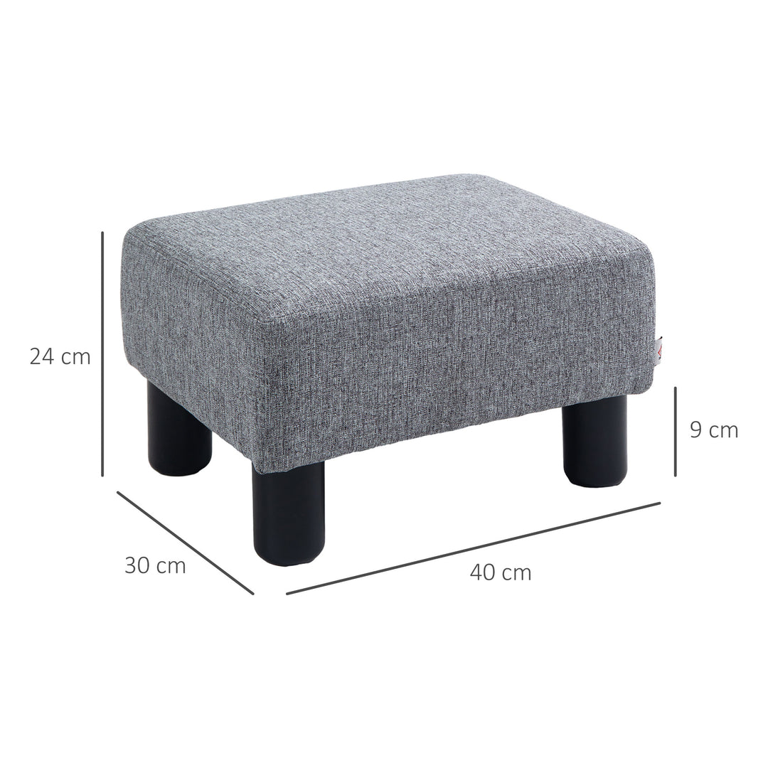 Skammel med betræk i hørlook, op til 110 kg, lysegrå, 40 x 30 x 24 cm