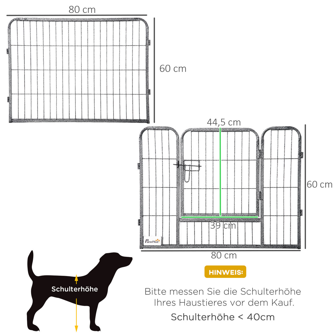 Hvalpegård udendørs indhegning 16 segmenter 60 cm høj kravlegård til kæledyr hvalpegitterhegn kravlegård kravlegård hundeindhegning udendørs gitter hvalp tilpasselig med 2 døre stålgrå