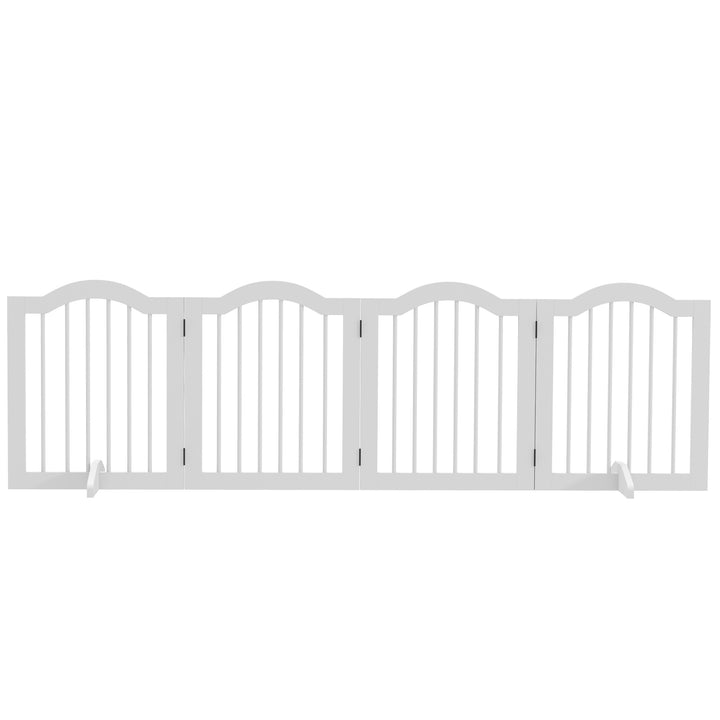 Foldbar hundegitter, 4 paneler, til trapper, gange, døre, mdf/massivt træ, hvid