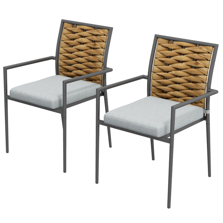 Havestole udendørs stole terrassestole, vejrbestandige, moderne design, 57 x 58 x 87 cm, grå