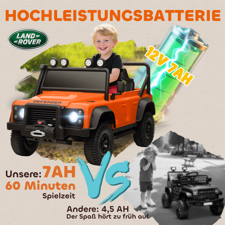 Elbil til børn, 12v batteridrevet, fjernbetjening, musikfunktion, horn, led-lys, orange