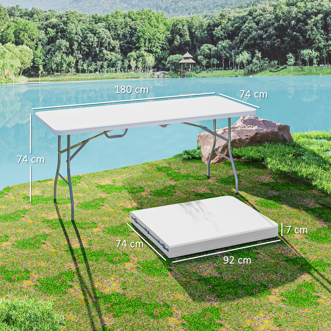 Klapbord, foldbart campingbord, metal, plastik, picnicbord, hvidt