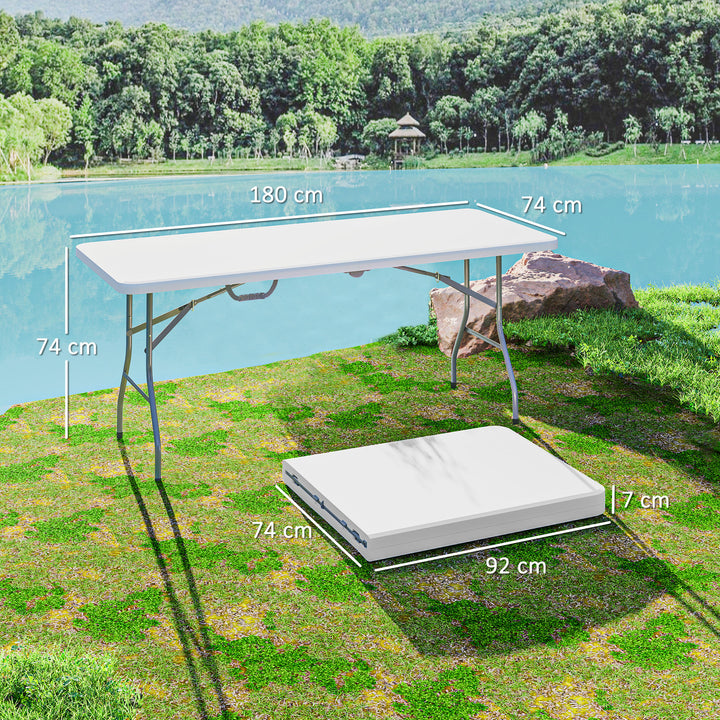 Klapbord, foldbart campingbord, metal, plastik, picnicbord, hvidt