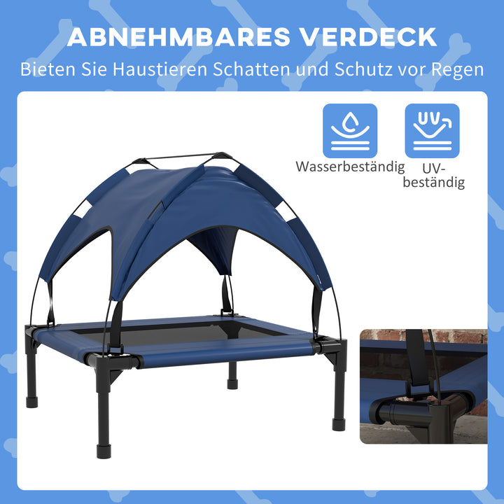 Hundeseng med tag, åndbar, vandafvisende, op til 20 kg, 76 x 61 x 69,5 cm, mørkeblå