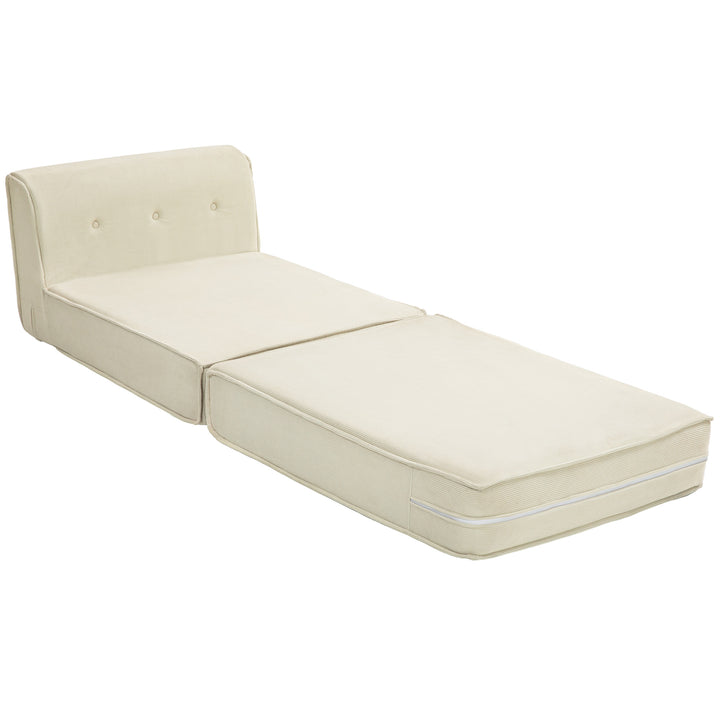 Gulvsofa, sammenklappelig gæstemadras, letvægts, fløjlsbetræk, 73x100x65 cm, cremehvid