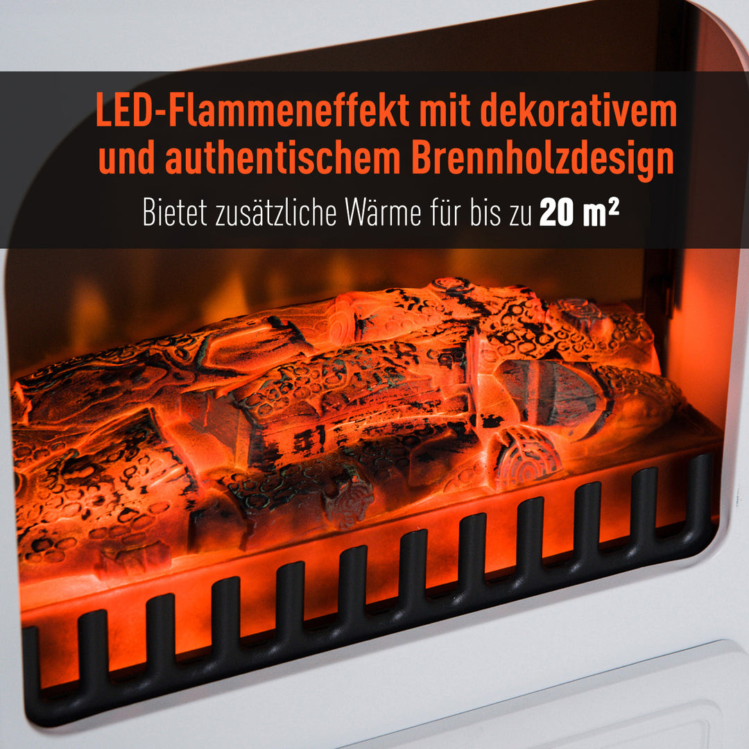 Elektrisk pejs med flammeeffekt 950/1850w overophedningsbeskyttelse hvid 41,5 x 28 x 54,8 cm