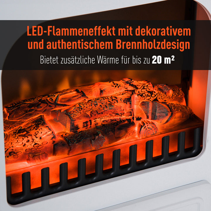 Elektrisk pejs med flammeeffekt 950/1850w overophedningsbeskyttelse hvid 41,5 x 28 x 54,8 cm