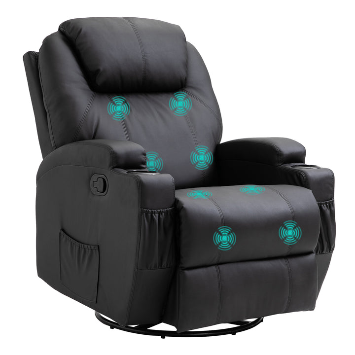 Massagestol elektrisk afslappende stool tv-stol massagefunktion 5 massagetilstande lænefunktion kunstlæder træ metal skum sort 84 x 92 x 109 cm