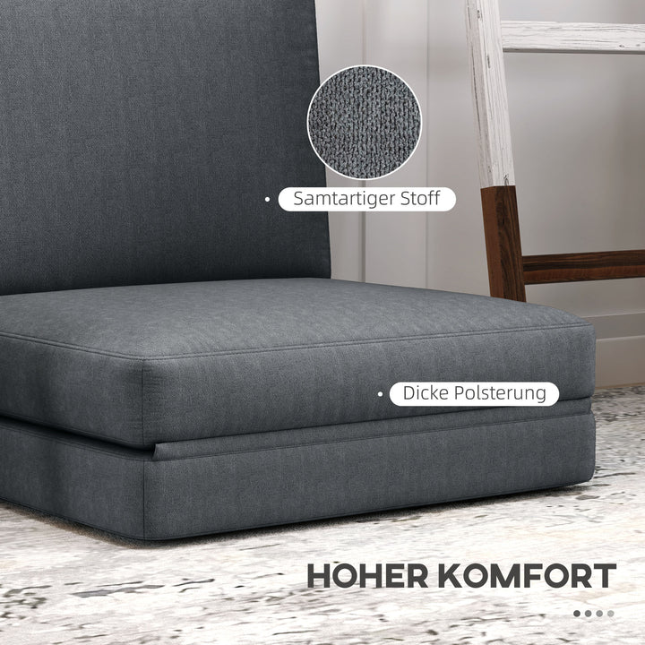 Klapstol med hynde, polstret sofa, stue, gæsteværelse, kontor, 75 x 268 x 18 cm, mørkegrå