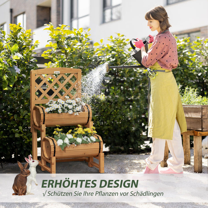 Højbed i rustikt design, plantekasse, inklusive espalier, vejrbestandigt, behandlet massivt træ
