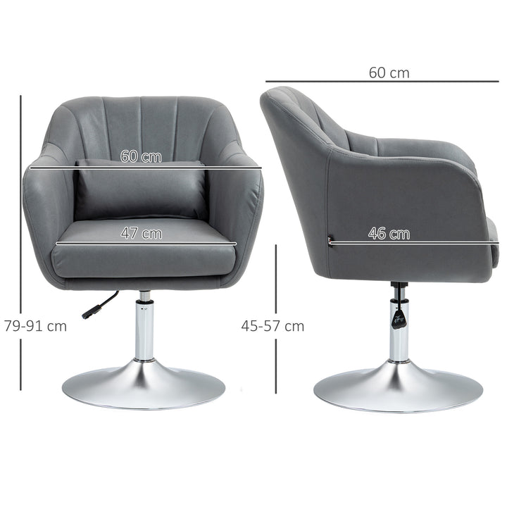Drejestol, højdejusterbar kontorstol, polyester, metal, 60 x 60 x 79-91 cm, mørkegrå