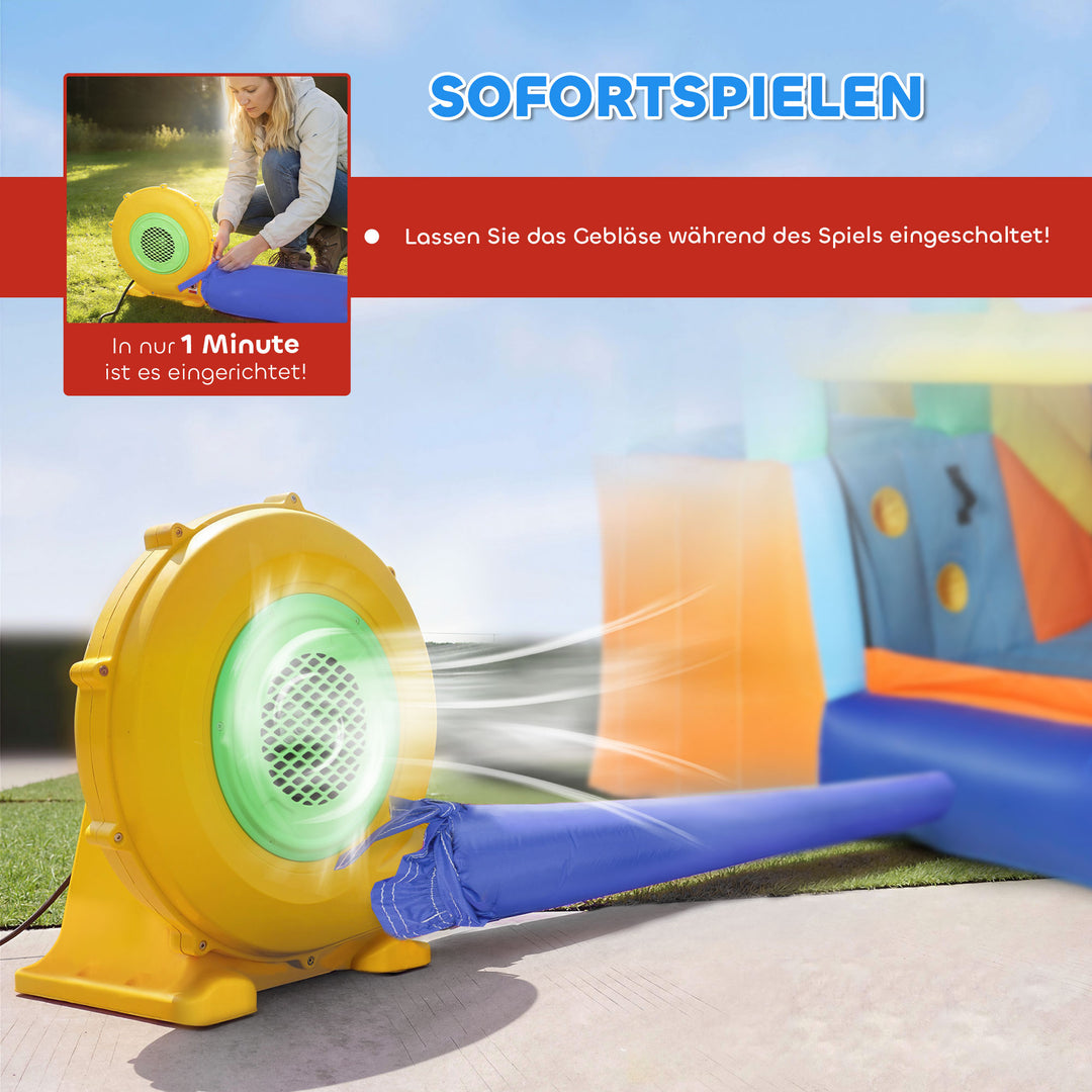 9-i-1 hoppeborg med blæser og sikkerhedsnet, lasteevne op til 120 kg, til alderen 3-8, 330x290x185 cm, flerfarvet