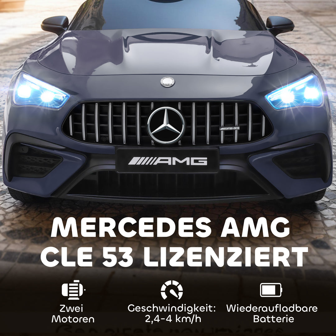 Børne elbil, Mercedes design, 12V motor, fjernbetjening, LED-lys, musik, til børn i alderen 3-6 år, grå