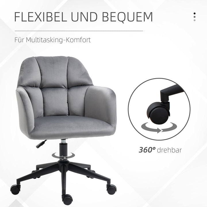 Kontorstol 5 hjul højdejusterbar moderne design 58cm x 58,5cm x 86cm grå