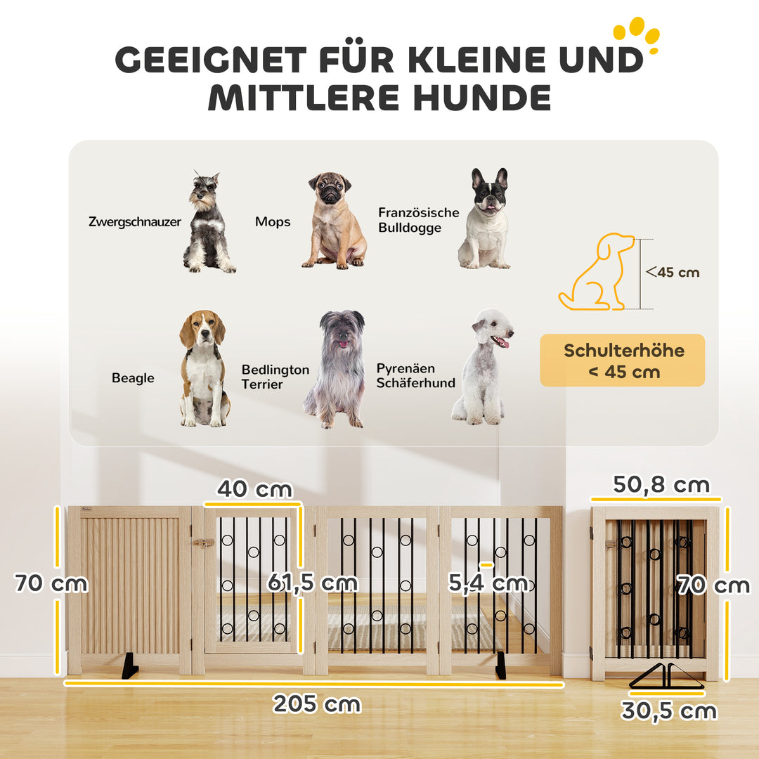 Fritstående kæledyrslåge, hundegitter med dør, 4 paneler, til entré, trapper, dørkarm, MDF, stål