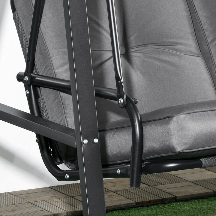 Hollywood gynge, 2-personers havegynge med justerbar baldakin, lasteevne op til 220 kg, 145 x 116 x 172 cm, mørkegrå