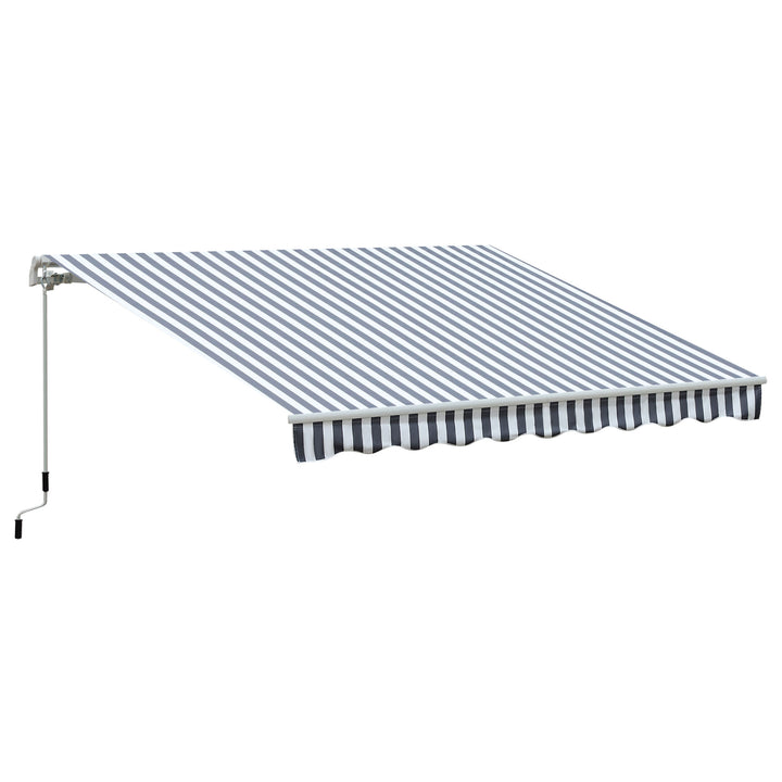 Markise, leddelt armmarkise, solafskærmning, håndsving, balkon, aluminium, grå, hvid, 2,95 x 2,45 m