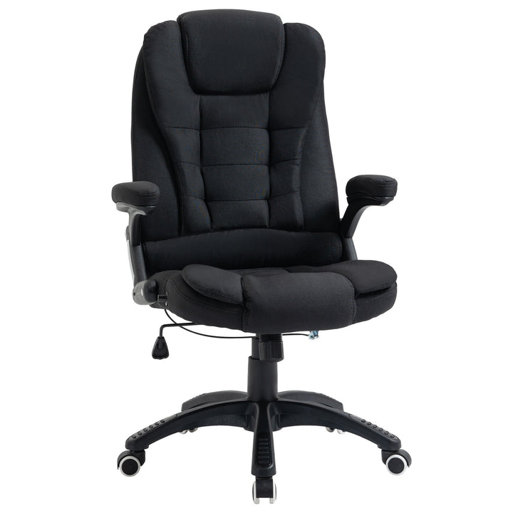 Kontorstol computerstol afslappet liggende højdejusterbar skrivebordsstol ergonomisk 360° skumplast-plastik linnedlignende polyester sort 65 x 72 x 100-120 cm